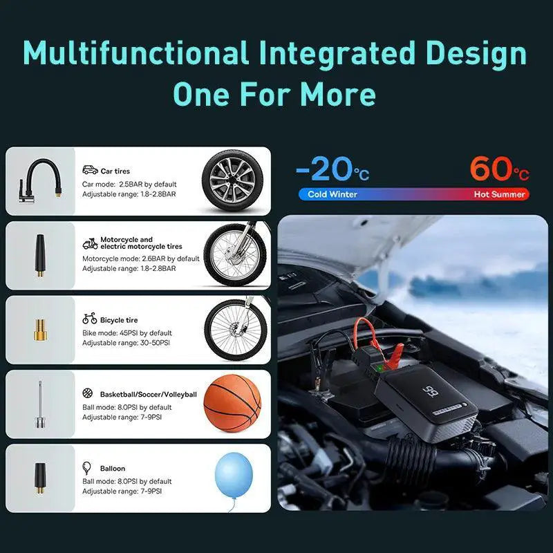Baseus All In One 1000A Car Jump Starter Power Bank Inflator