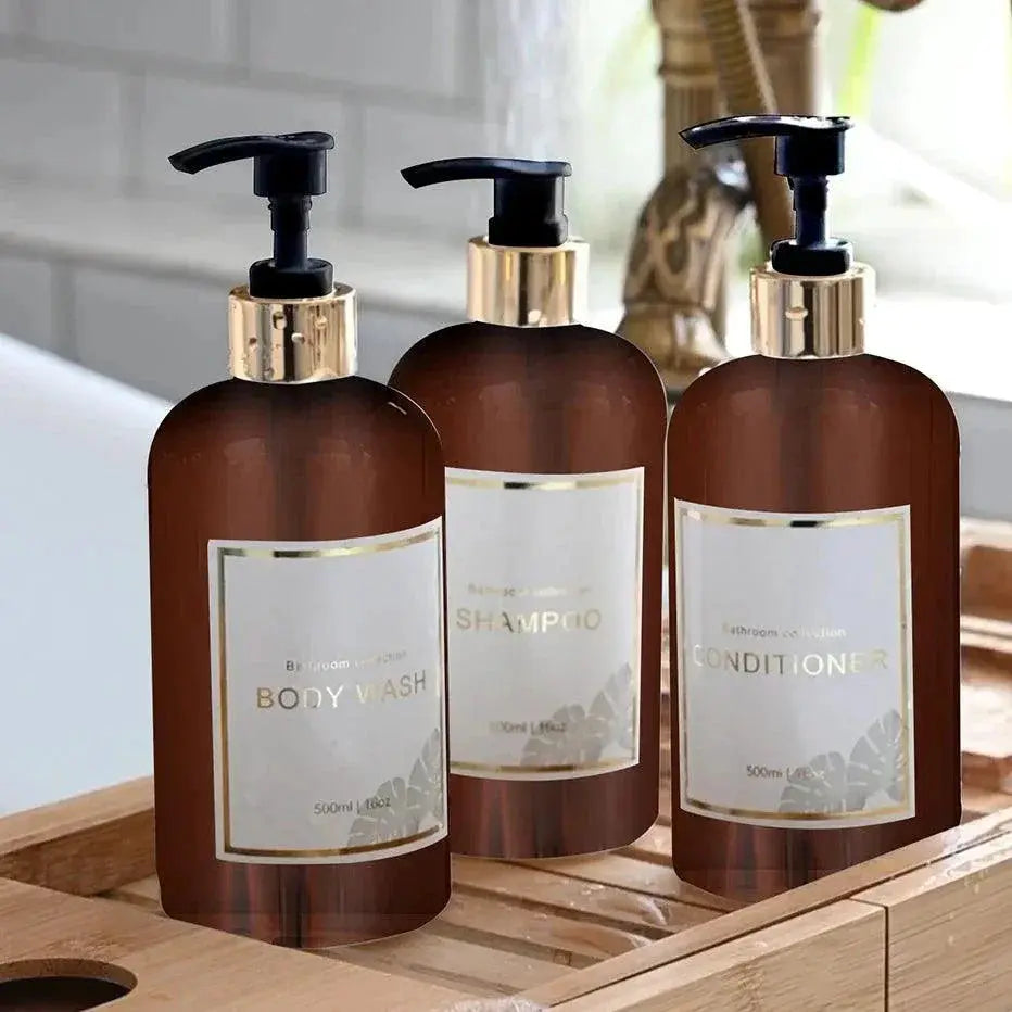 Bathroom Shower Pump Bottle Set Refillable Multipurpose Kit