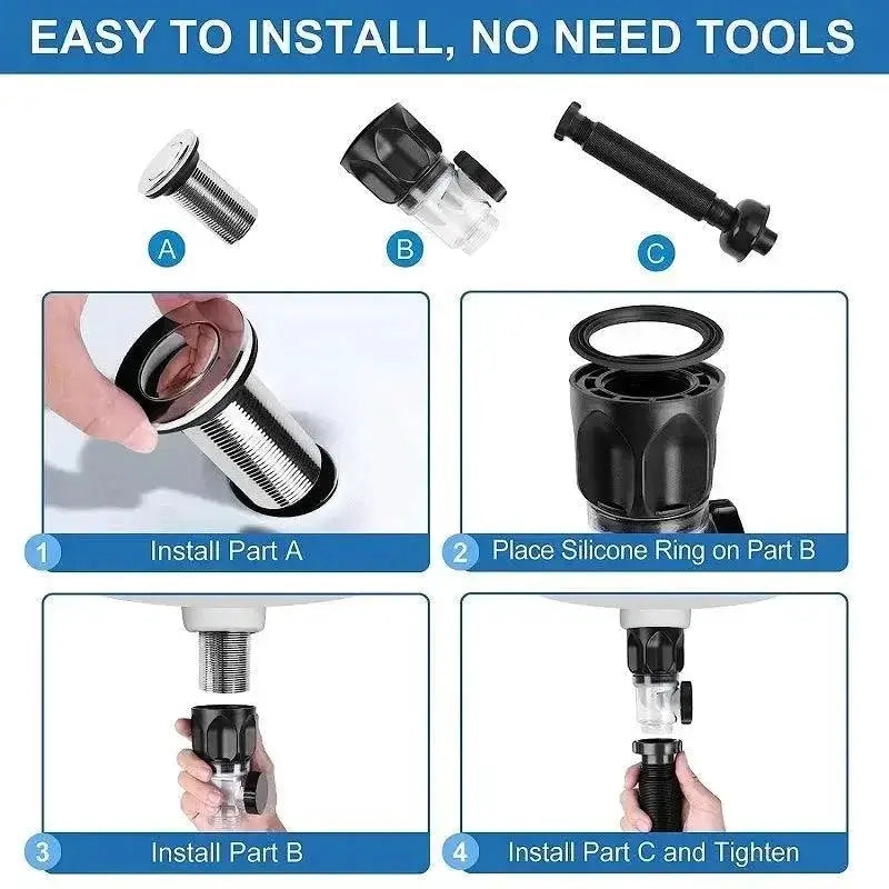 Retractable Sink Strainer Clogger Easy Install Drain