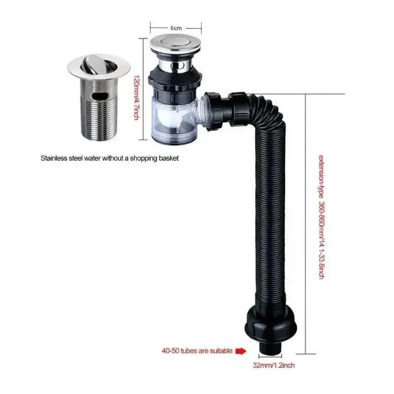 Retractable Sink Strainer Clogger Easy Install Drain