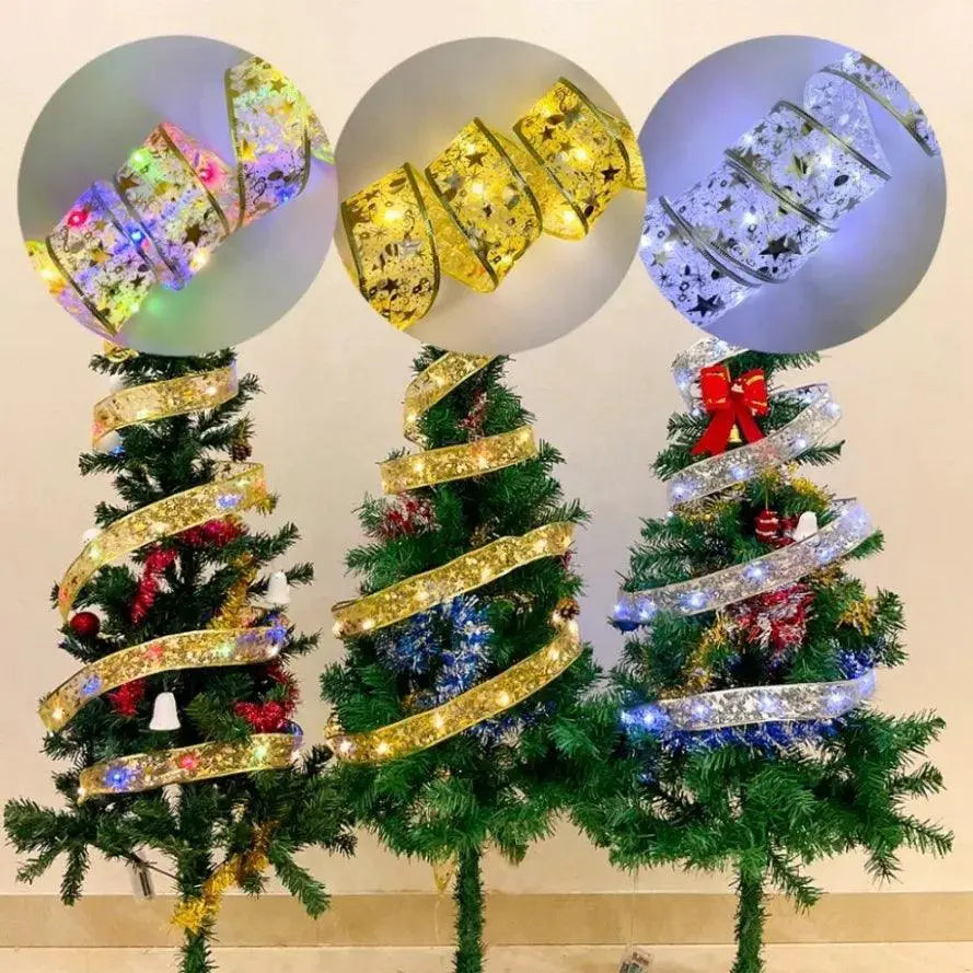 Battery Powered LED Christmas Ribbon Bows For DIY Decor