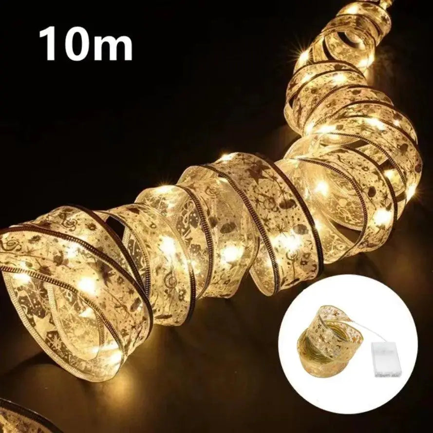 Battery Powered LED Christmas Ribbon Bows For DIY Decor