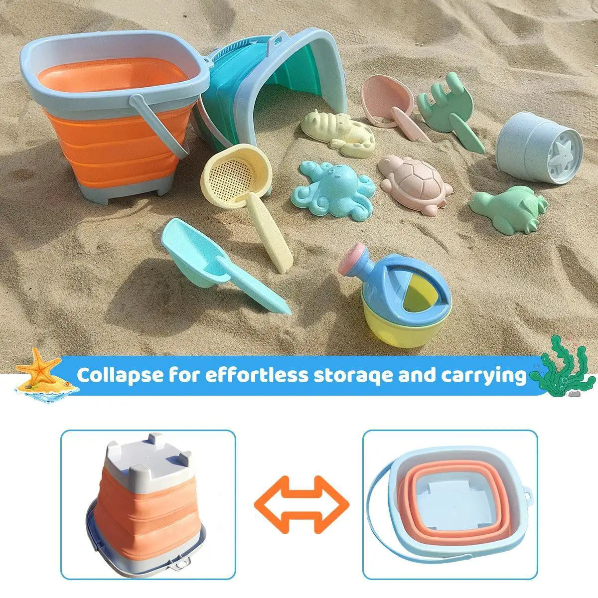 Beach Sand Toys Set For Kids With Bucket Rake Molds