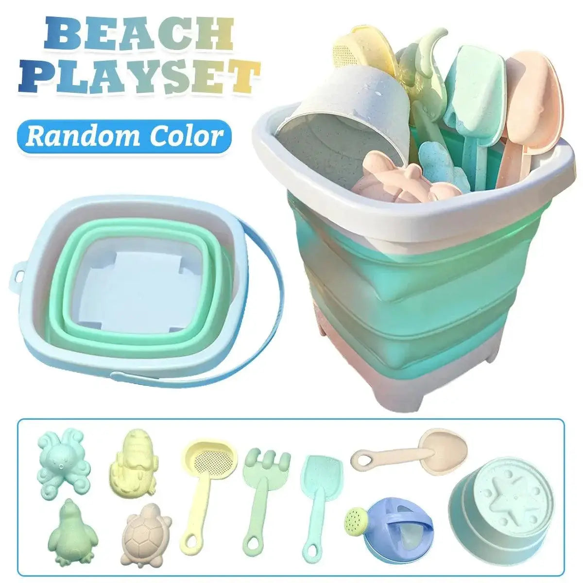 Beach Sand Toys Set For Kids With Bucket Rake Molds