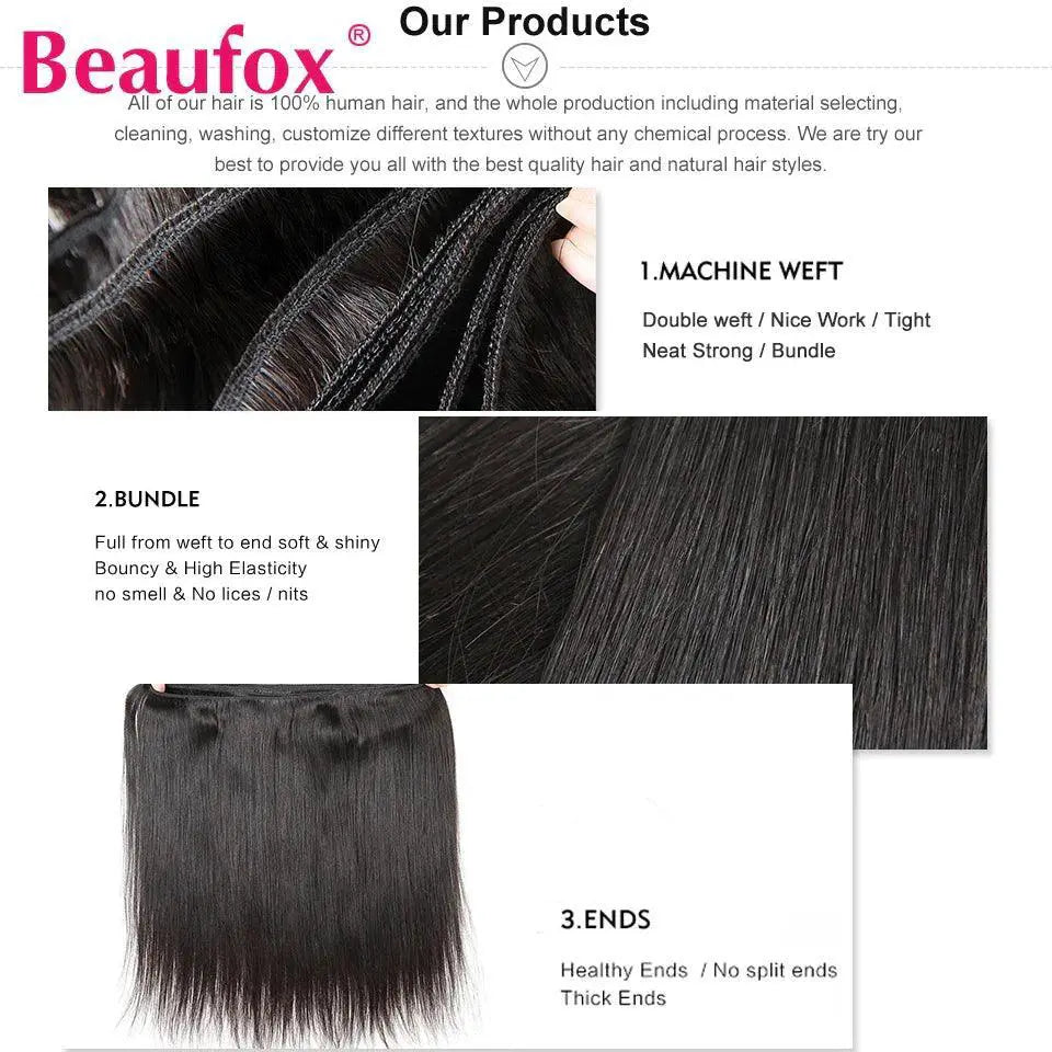 Beaufox Brazilian Straight Hair Bundle Set Premium Quality