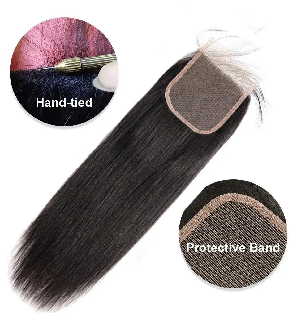 Beaufox Brazilian Straight Lace Closure Remy Hair 4x4