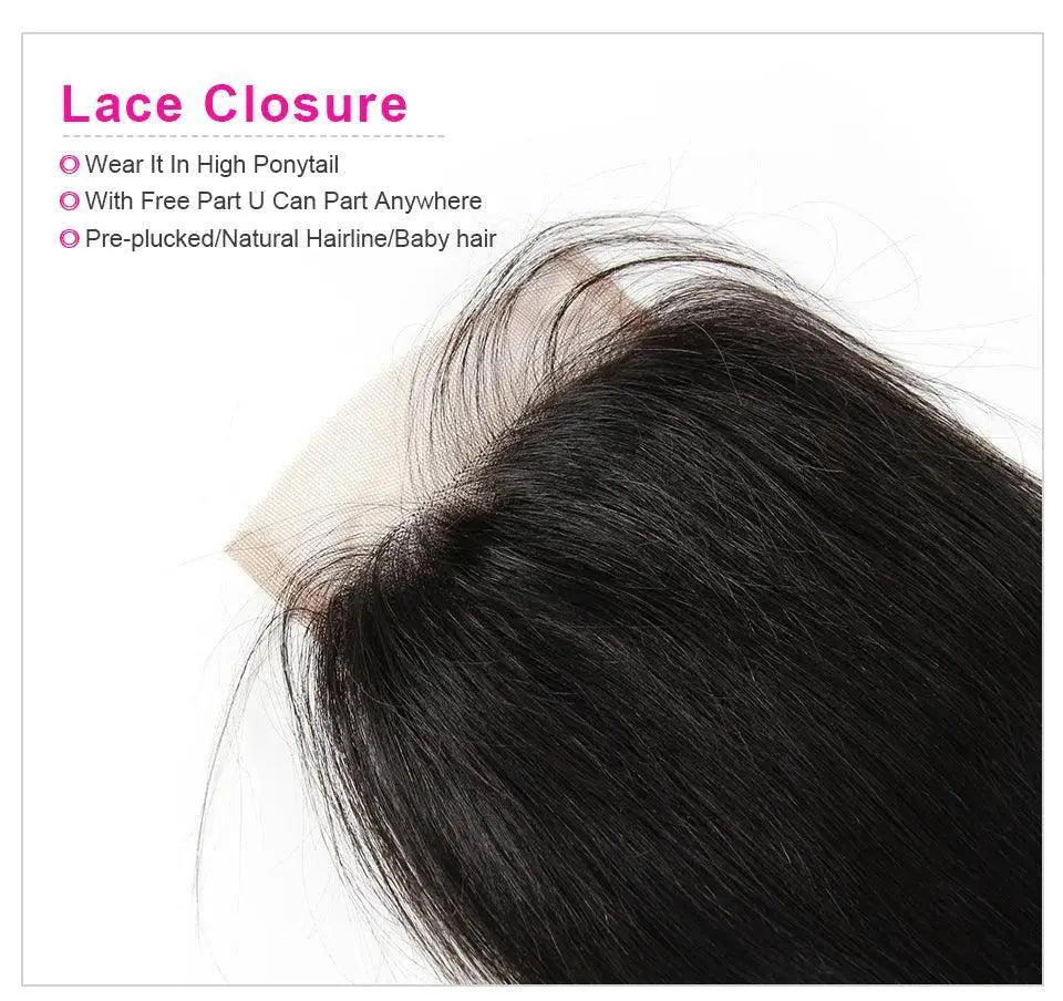 Beaufox Brazilian Straight Lace Closure Remy Hair 4x4