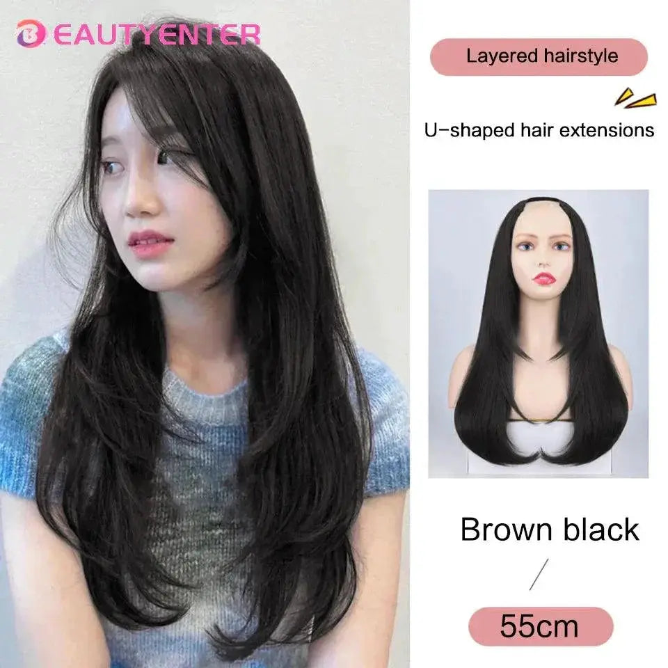 Beauty U Shaped Synthetic Clip In Hair Extensions For Volume