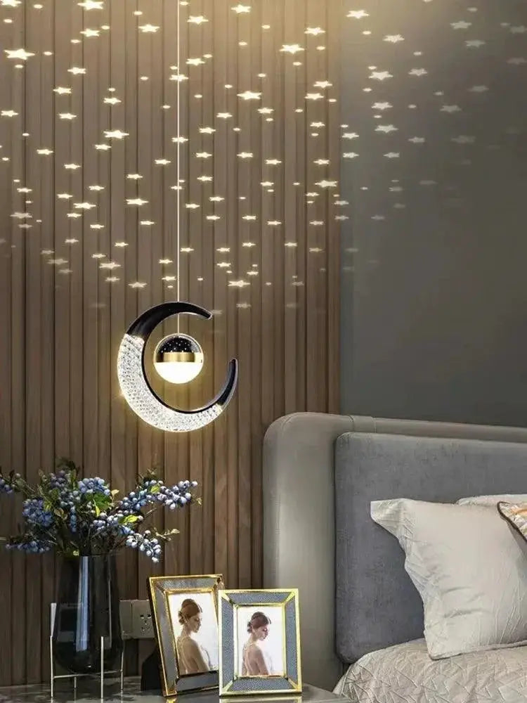 Bedroom Moon Star Pendant Lamp Bedside Wall Hanging Light