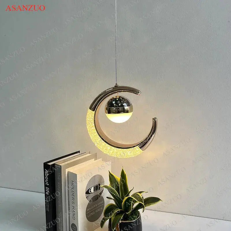 Bedroom Moon Star Pendant Lamp Bedside Wall Hanging Light