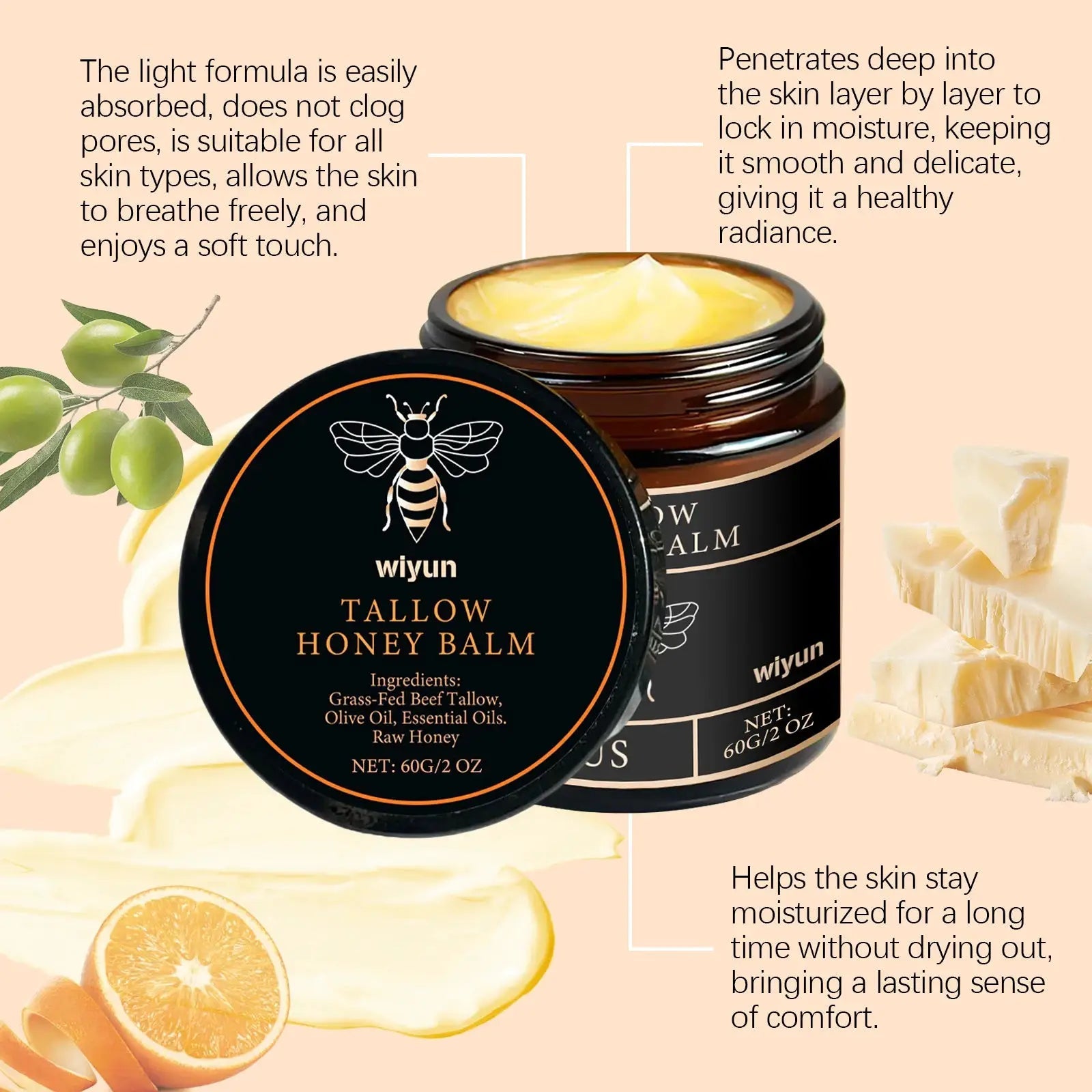 Beef Tallow Honey Moisturizer for Face