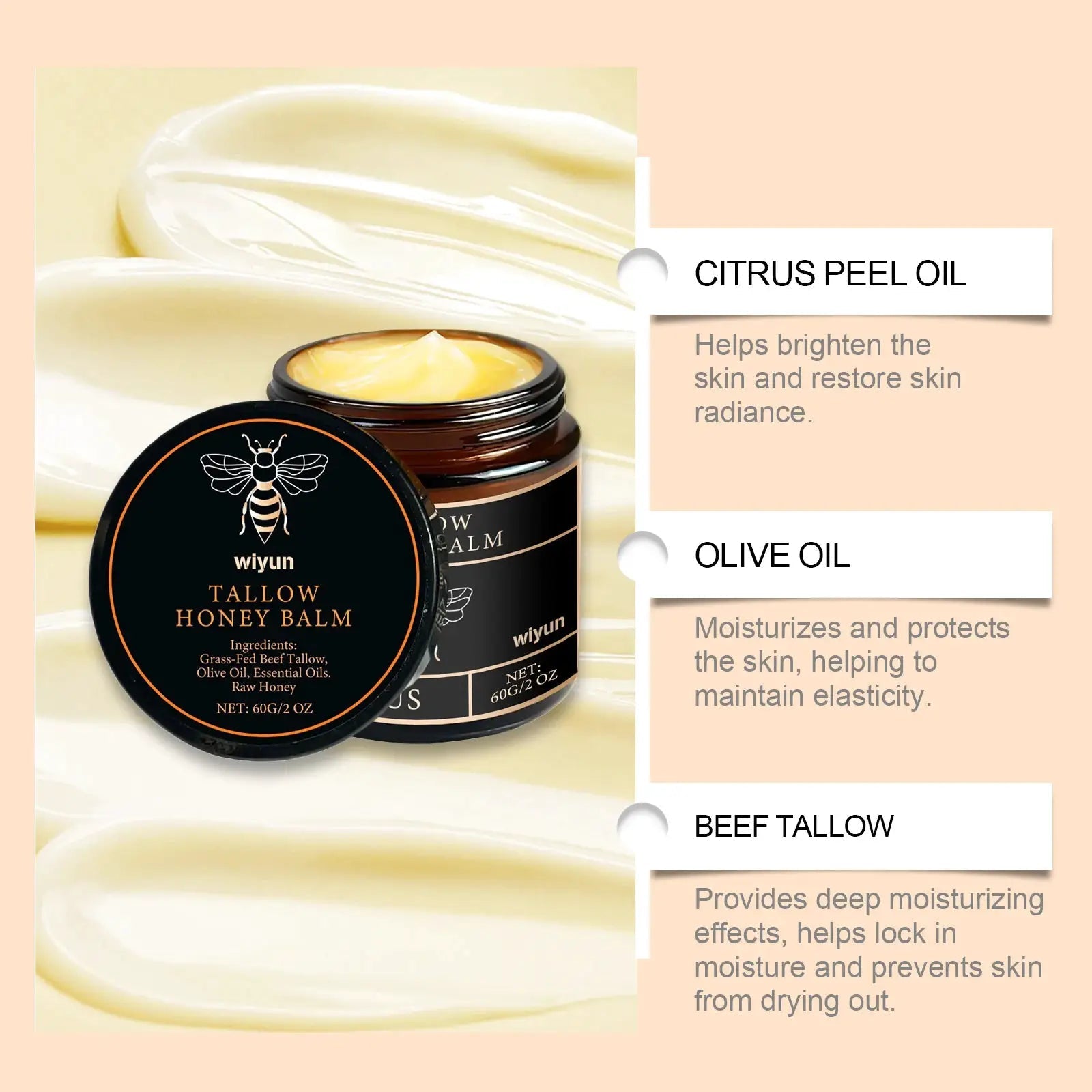 Beef Tallow Honey Moisturizer for Face