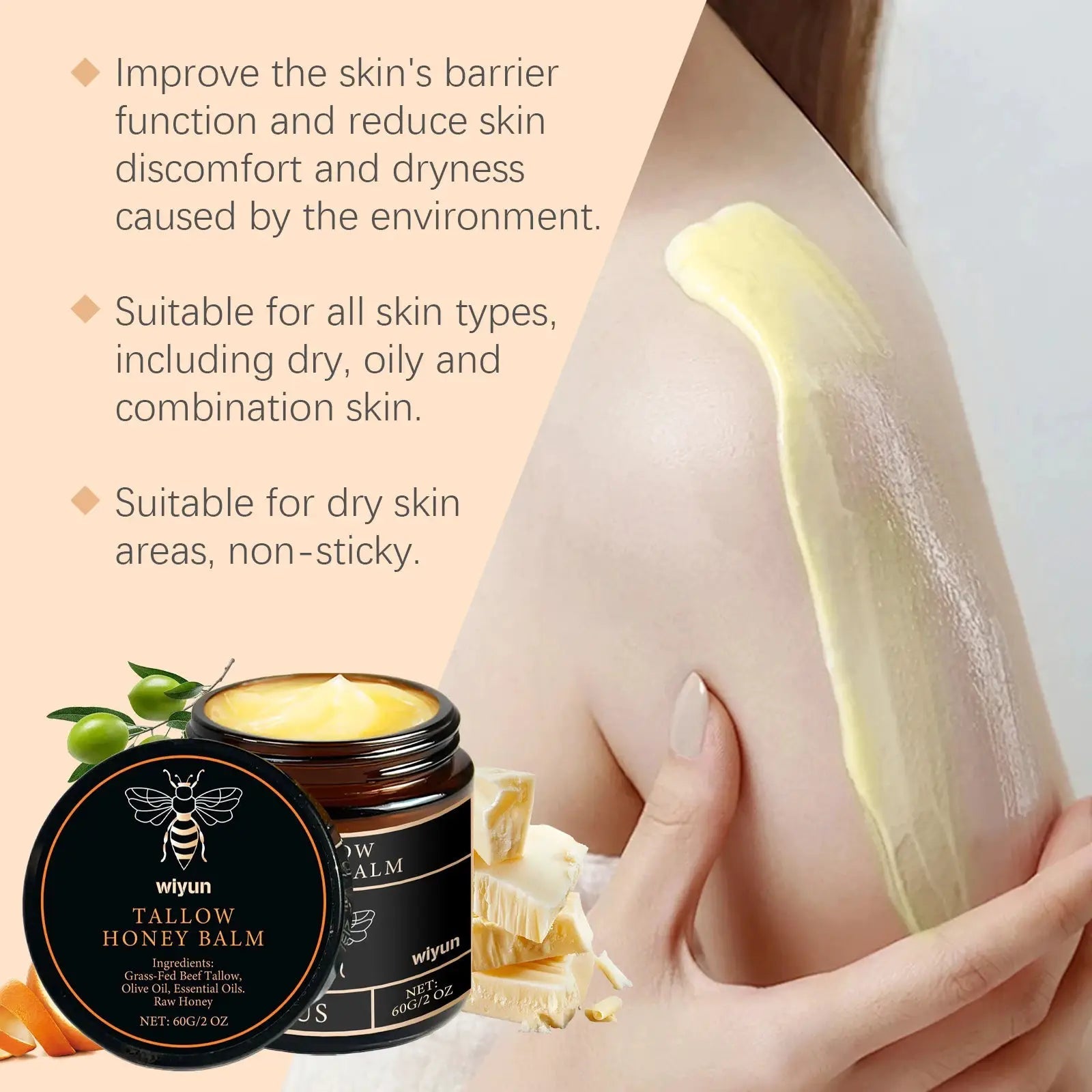 Beef Tallow Honey Moisturizer for Face