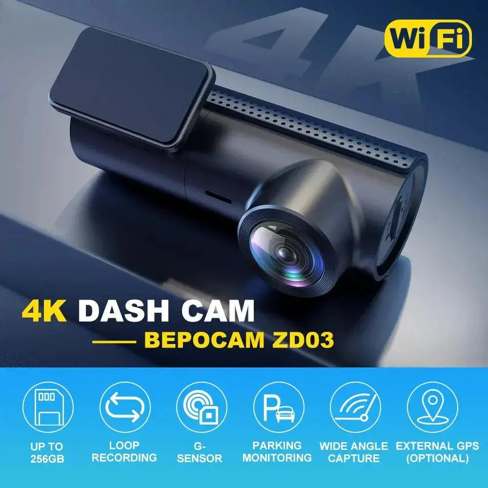 Bepocam UHD Mini Dash Cam Crystal Clear 4K WiFi Recorder