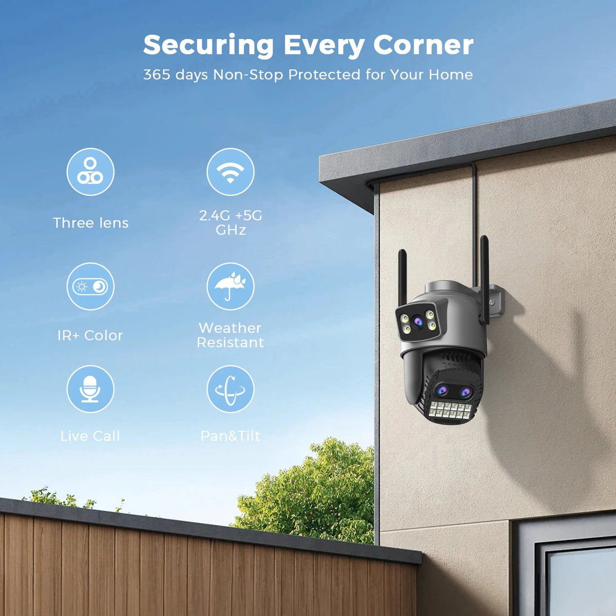 BESDER O Kam Pro 15MP Outdoor WiFi Dual Screen CCTV Camera
