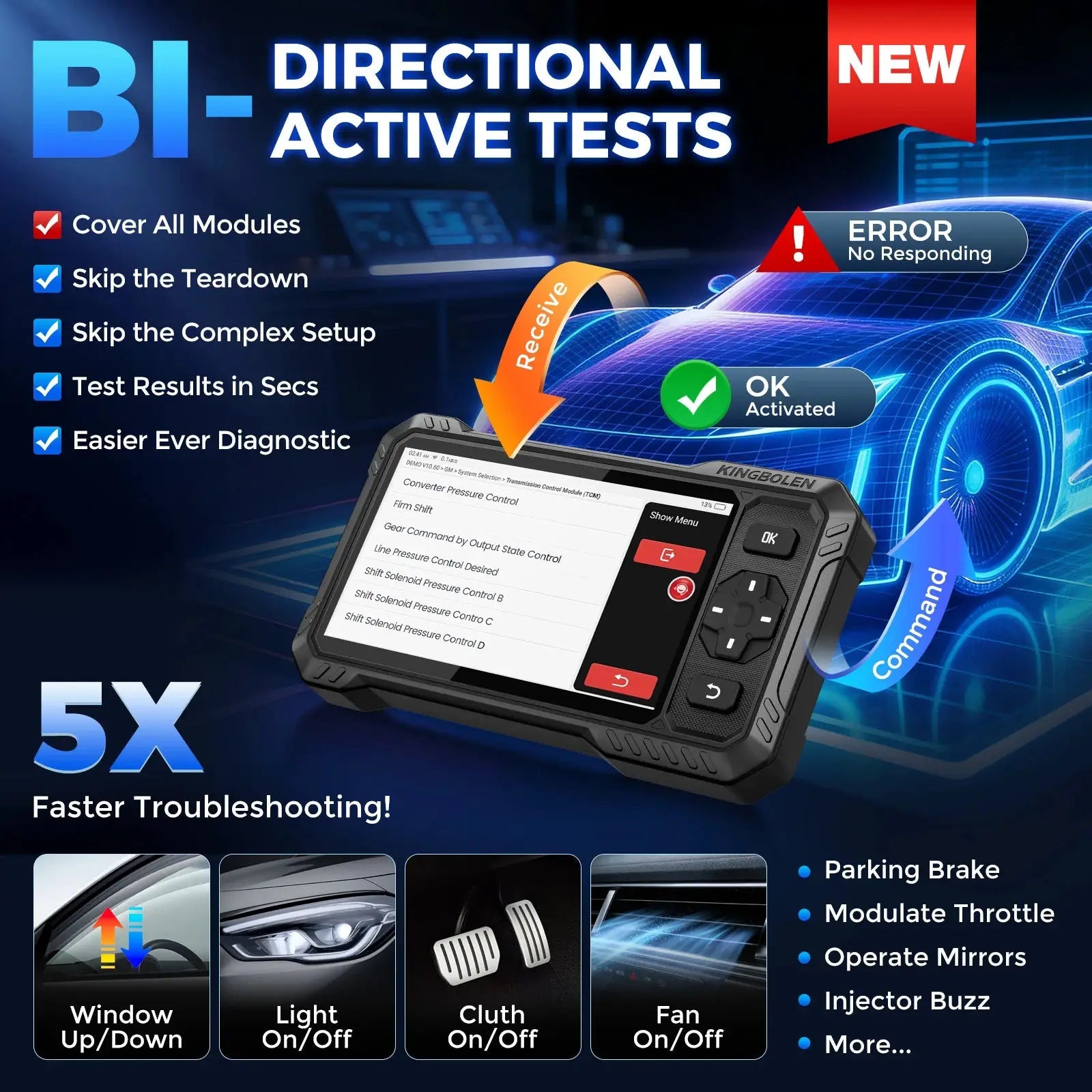 Bidirectional OBD2 Scanner for Pros
