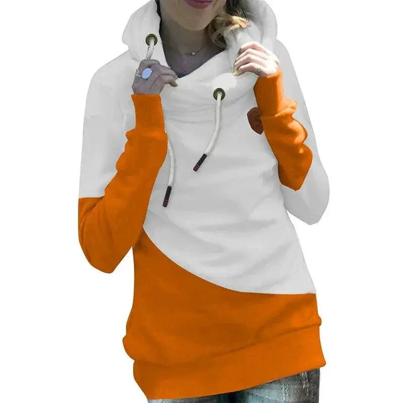 Contrast Color Patchwork Hoodie Women Special Offer Big Sale