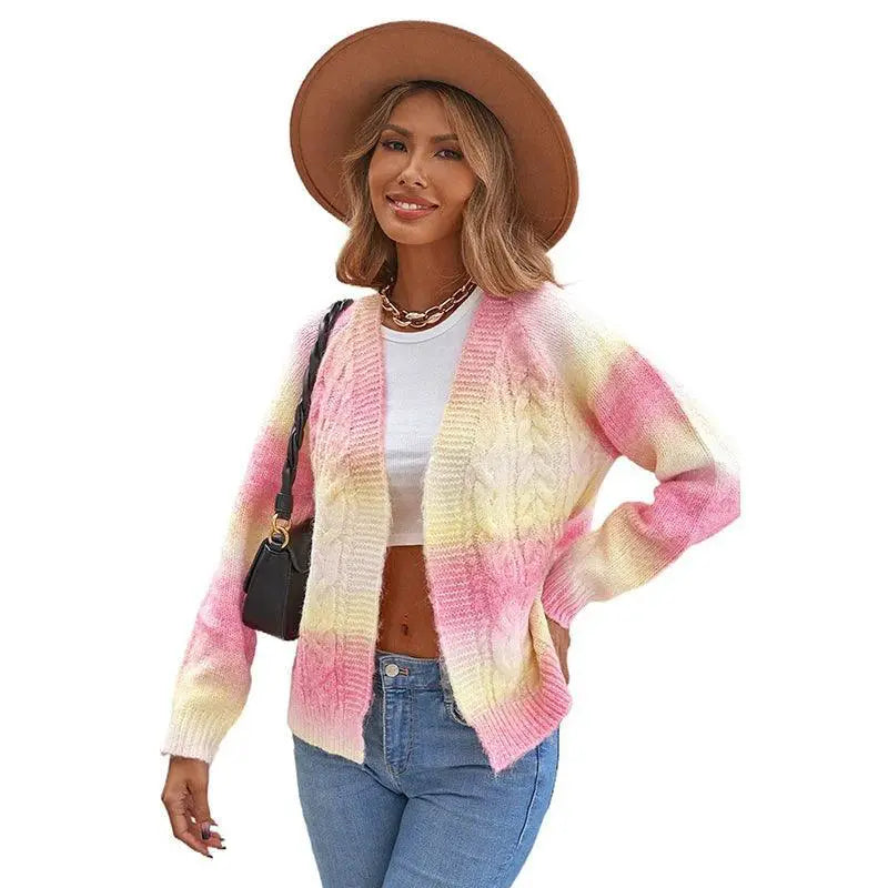 Gradient Cardigan Sweater All Season Cozy Knitwear