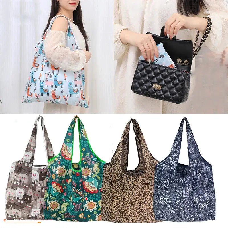 Big Size Nylon Tote Bag Eco Reusable Foldable Portable Shoulder Bag On The Go