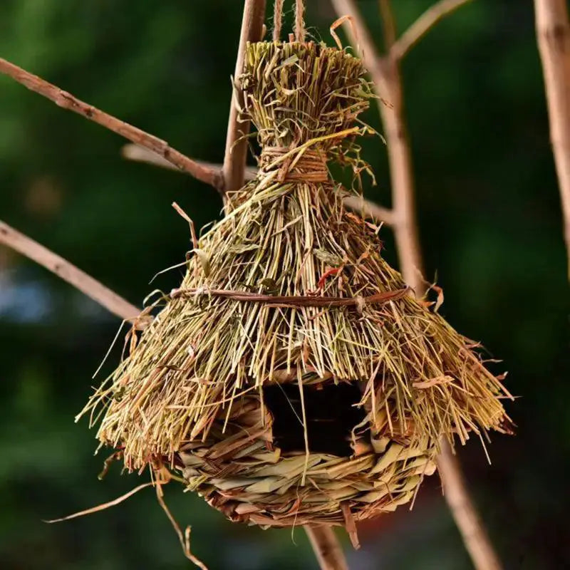 Birds Nest Hanging Grass Bird Cage Rustic Parrot House Decor