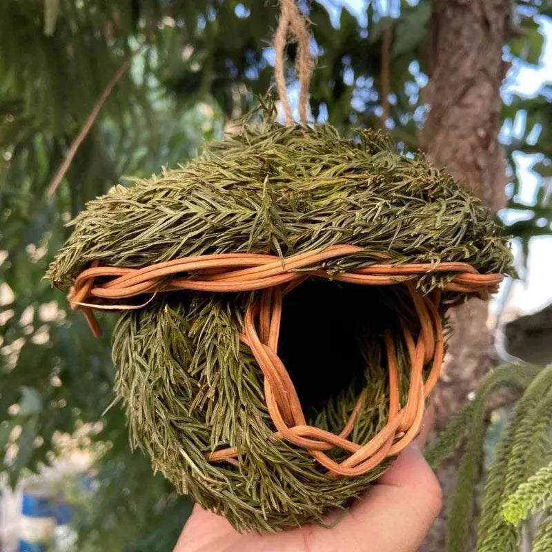 Birds Nest Hanging Grass Bird Cage Rustic Parrot House Decor