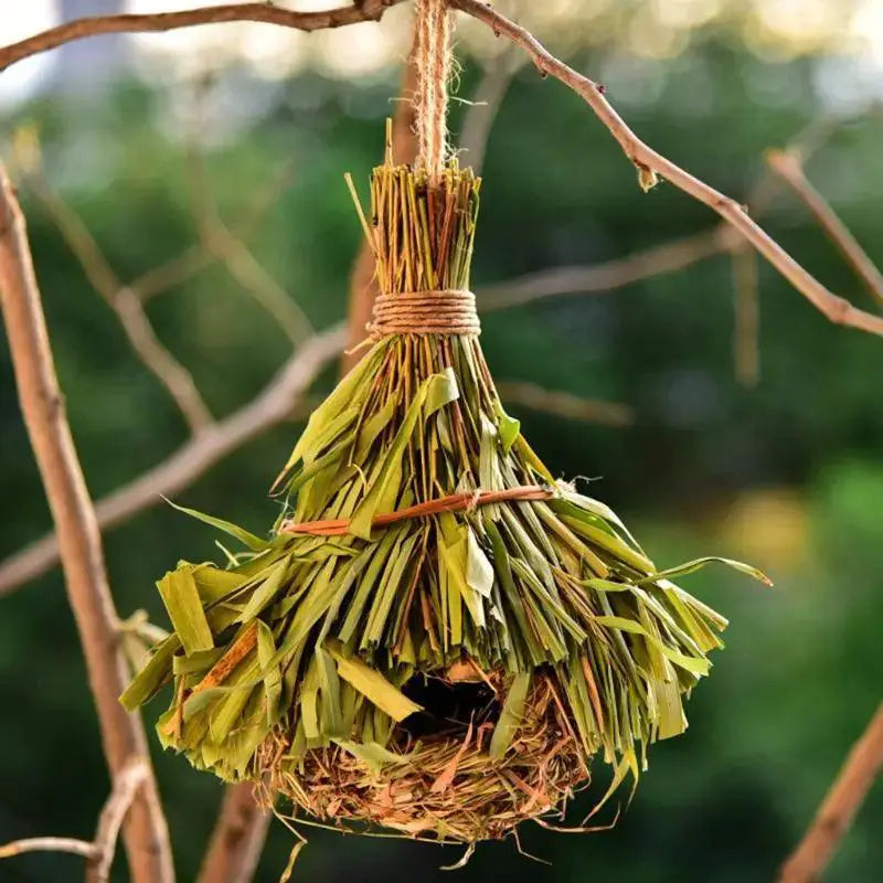 Birds Nest Hanging Grass Bird Cage Rustic Parrot House Decor