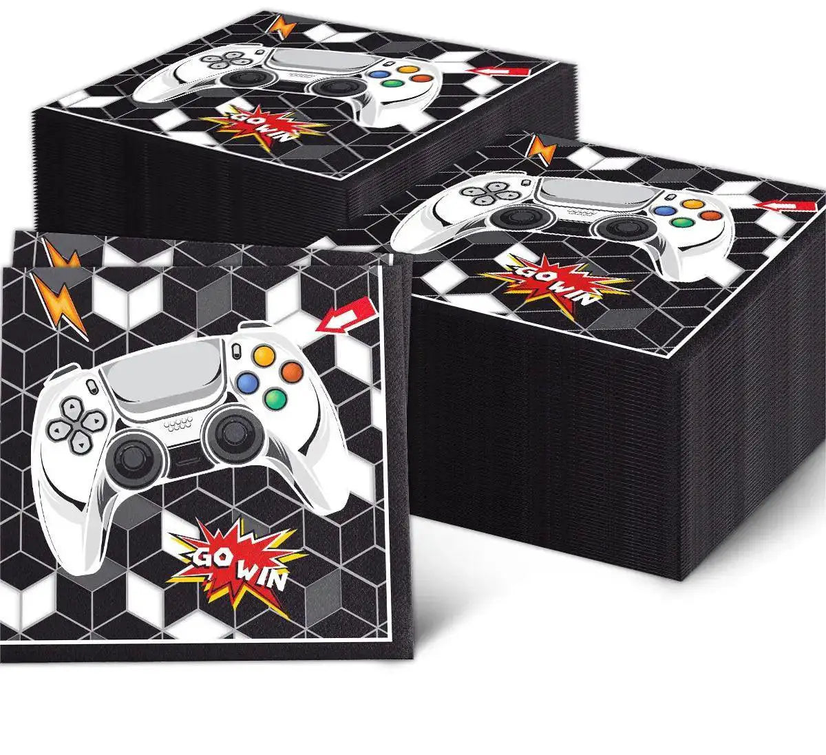 Black And White Video Games Theme Birthday Tableware Set