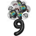 Black And White Video Games Theme Birthday Tableware Set