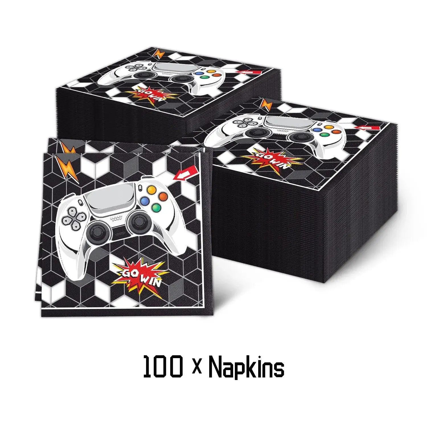 Black And White Video Games Theme Birthday Tableware Set
