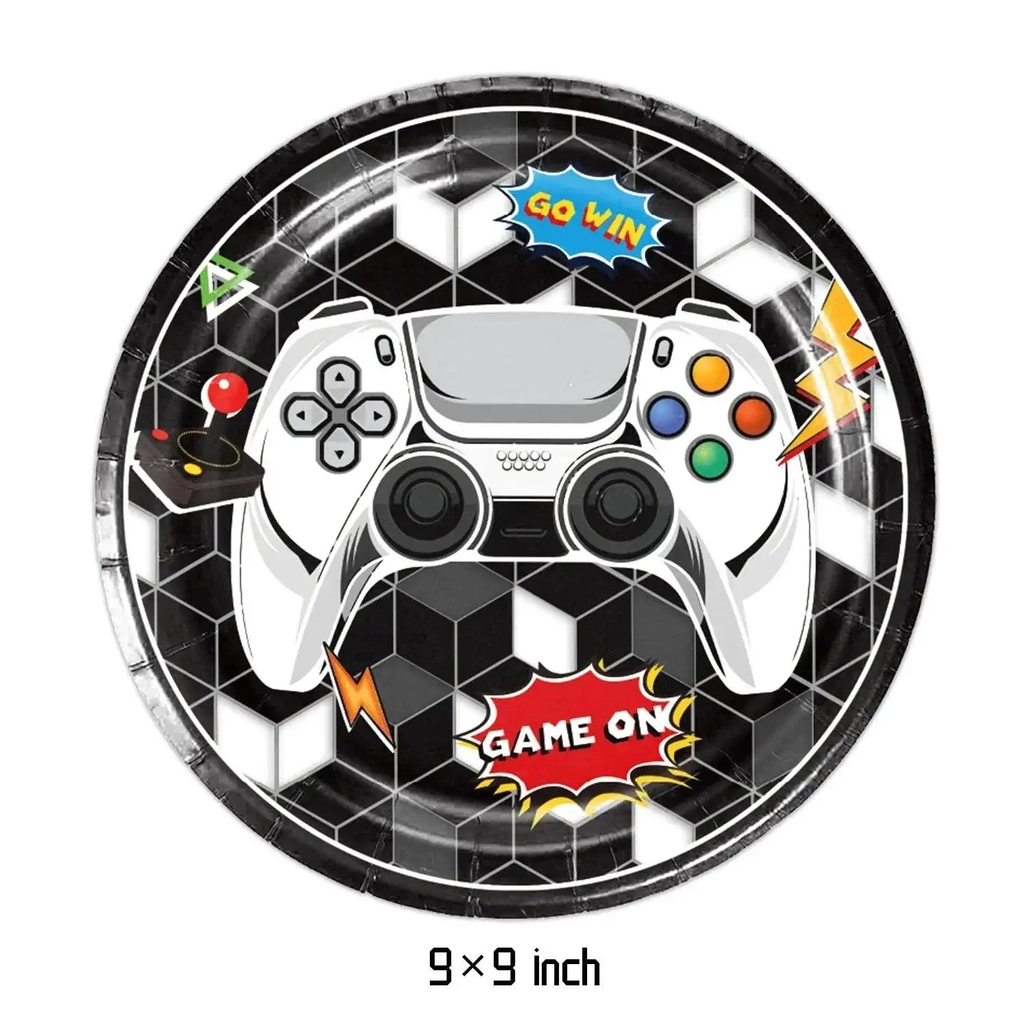 Black And White Video Games Theme Birthday Tableware Set