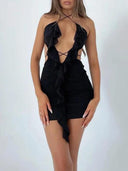 Black Backless Bodycon Dress Chic Streetwear for Party Glam