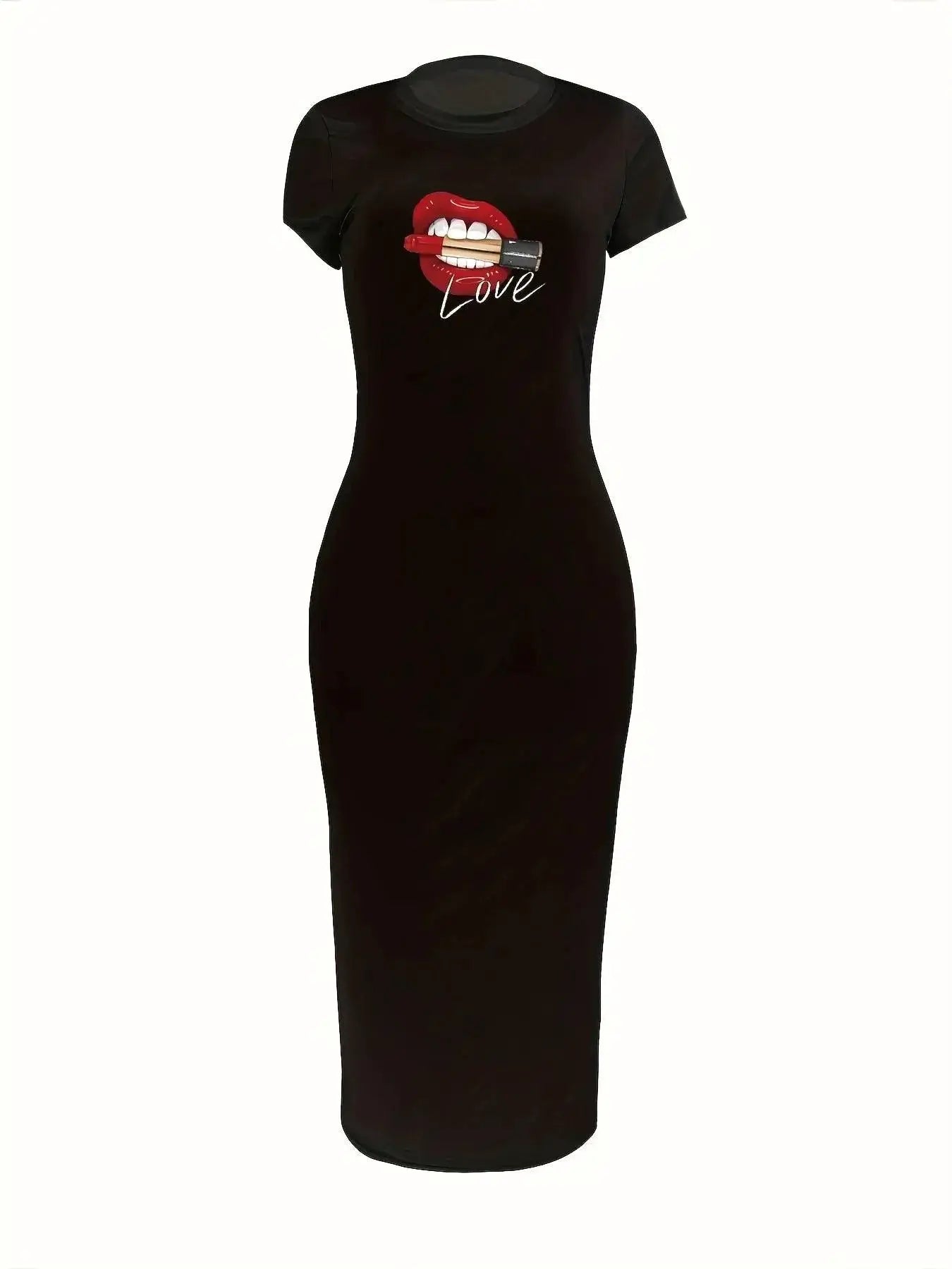 Black Chic Summer Dress Stylish Flattering Tee Dress
