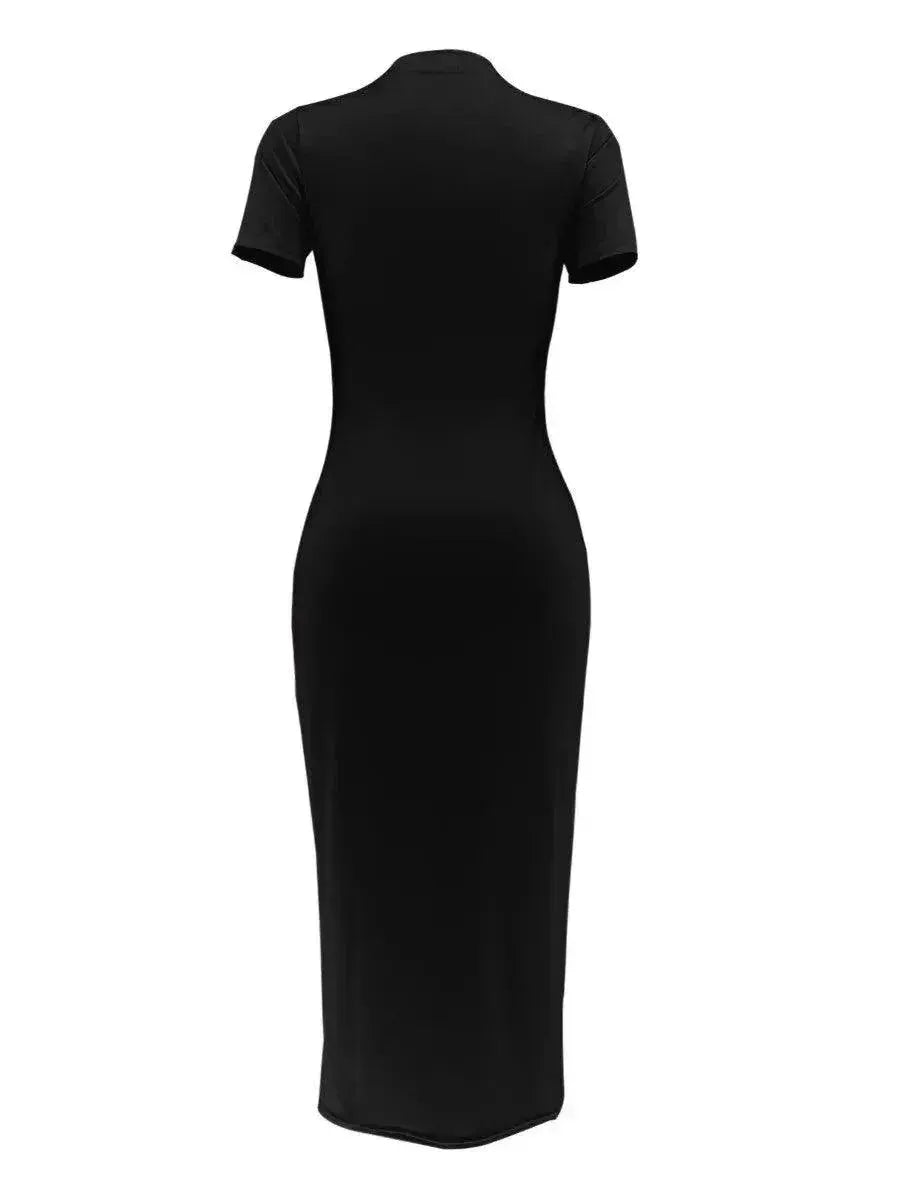 Black Chic Summer Dress Stylish Flattering Tee Dress