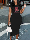 Black Elegance T-Shirt Dress Chic Summer Plus Size Style