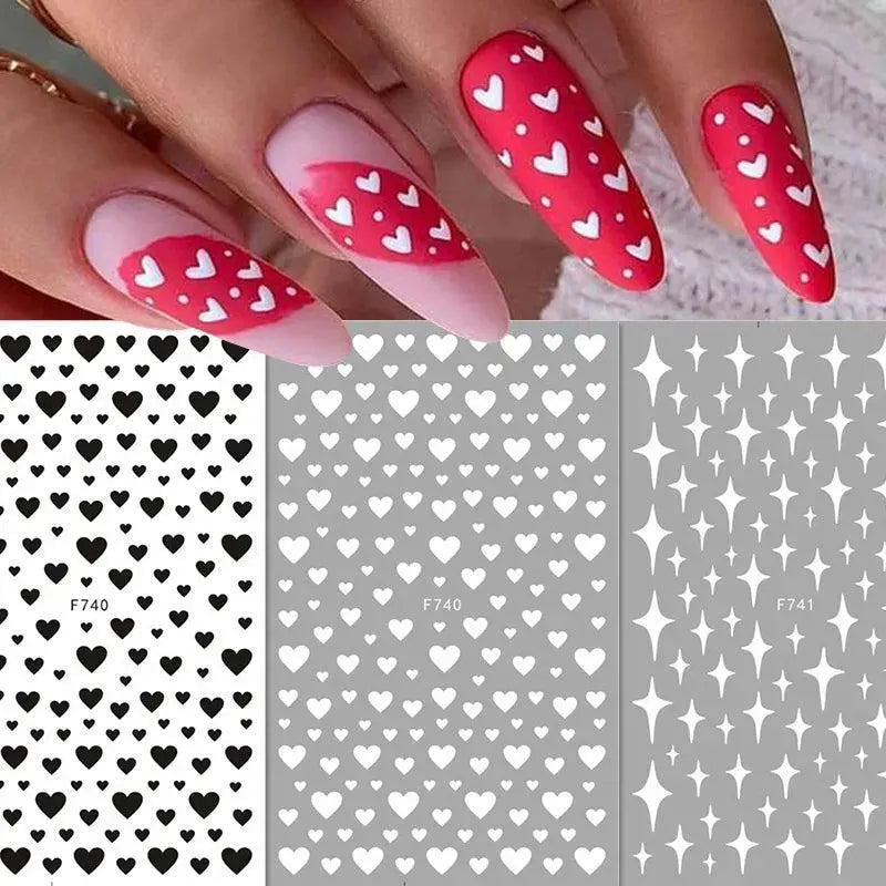 Black Heart Love Nail Stickers For Chic Manicure Decals