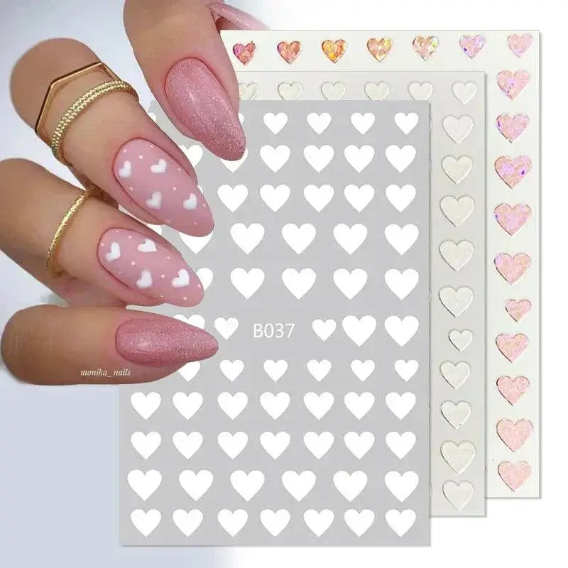Black Heart Love Nail Stickers For Chic Manicure Decals