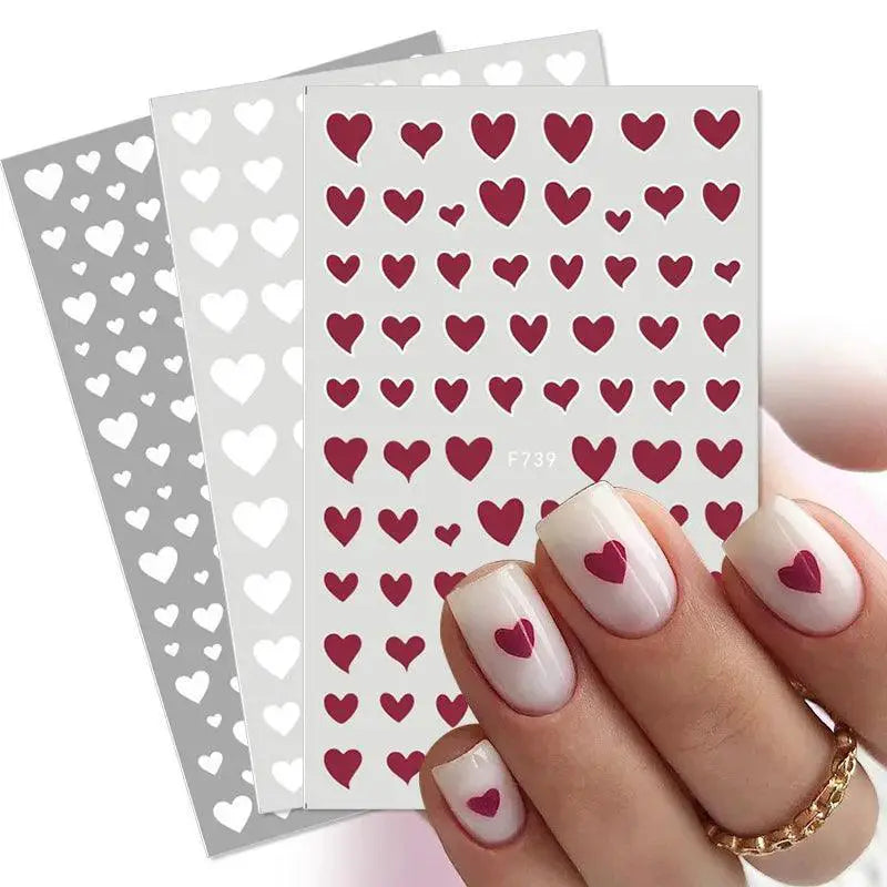 Black Heart Love Nail Stickers For Chic Manicure Decals
