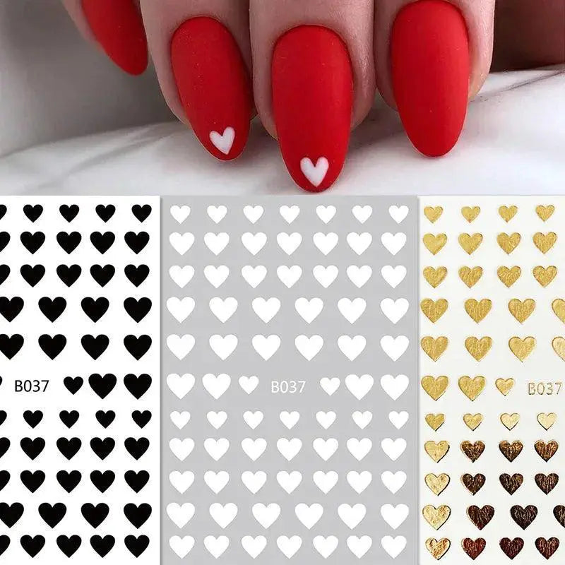Black Heart Love Nail Stickers For Chic Manicure Decals