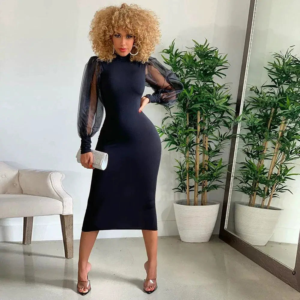 Black Hepburn Style Evening Gown For Socialite Events