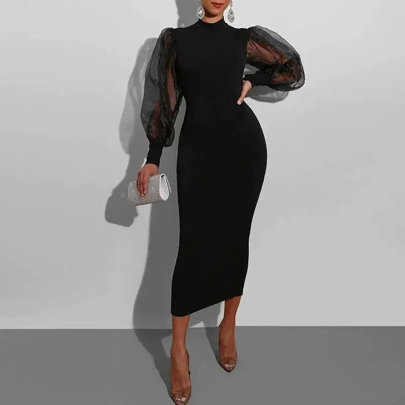 Black Hepburn Style Evening Gown For Socialite Events