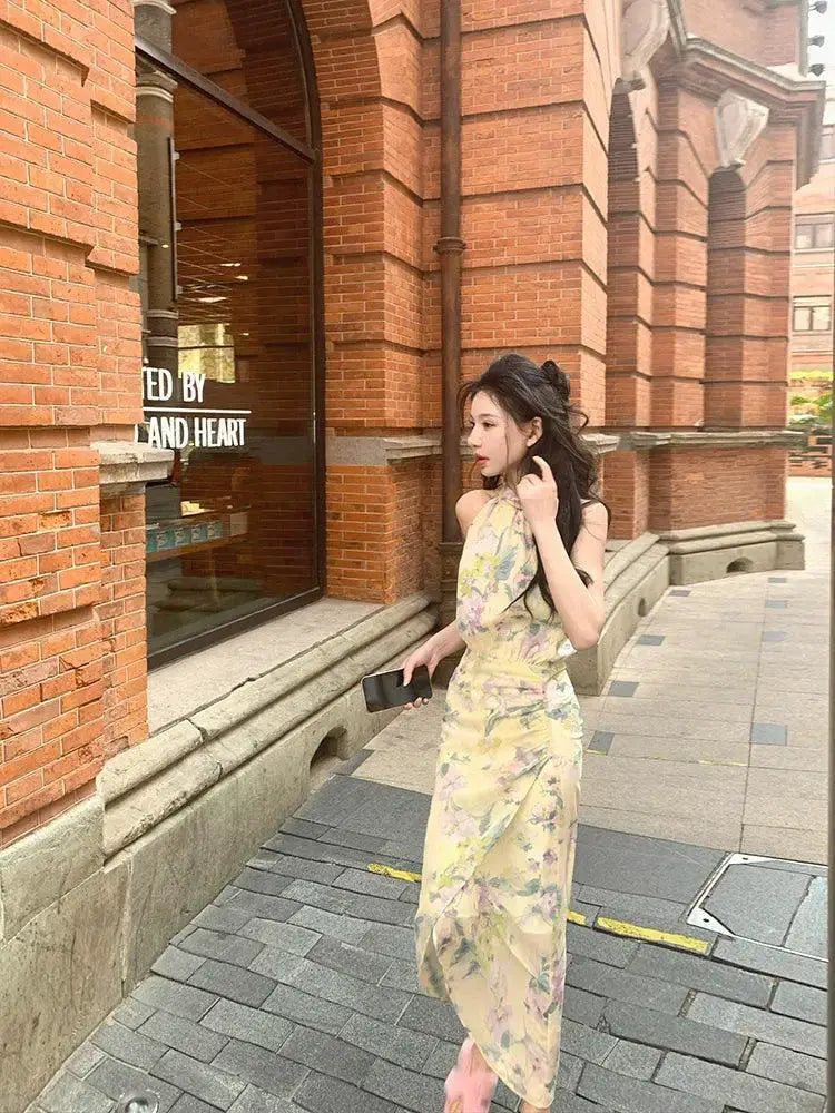 Black Mountain Floral Chiffon Dress Seaside Elegance