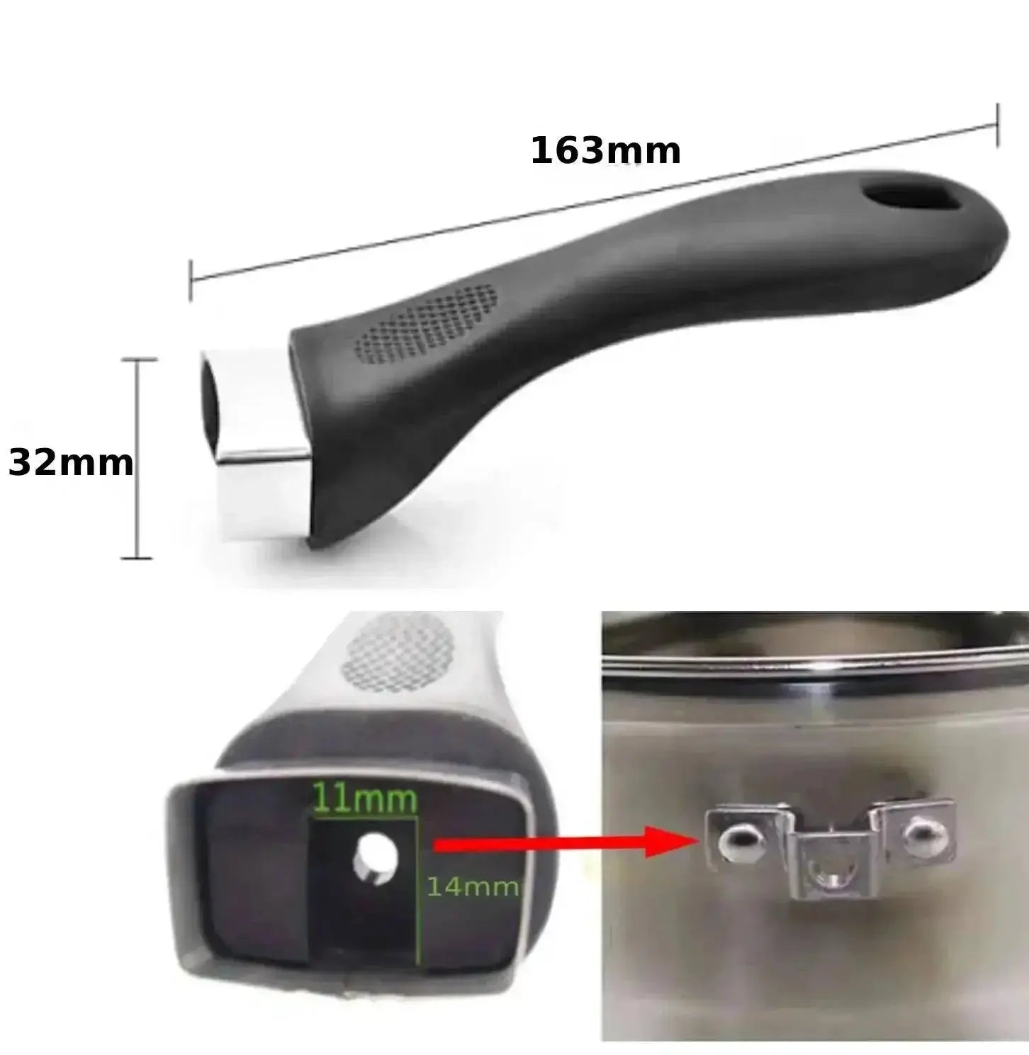 Black Non Slip Bakelite Pot Handle Replacement For Pans