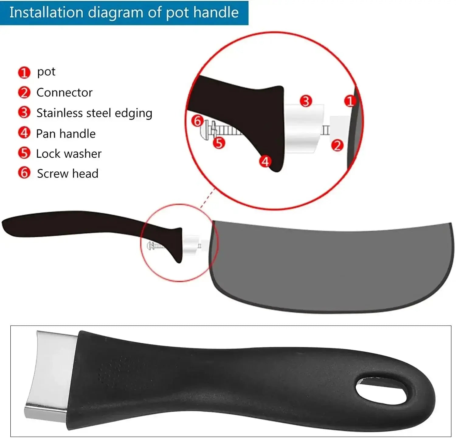 Black Non Slip Bakelite Pot Handle Replacement For Pans