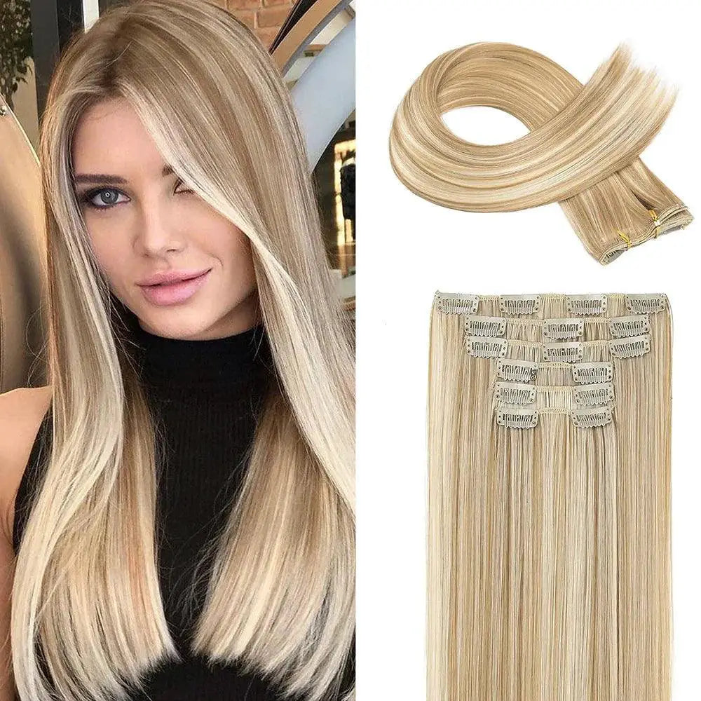 Black Ombre Heat Resistant Hair Extensions 24 Inch Women
