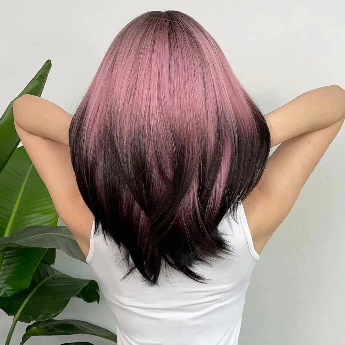 Black Pink Ombre Cosplay Wig Versatile Premium Hairpiece
