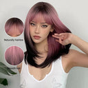 Black Pink Ombre Cosplay Wig Versatile High-Quality Hairpiece