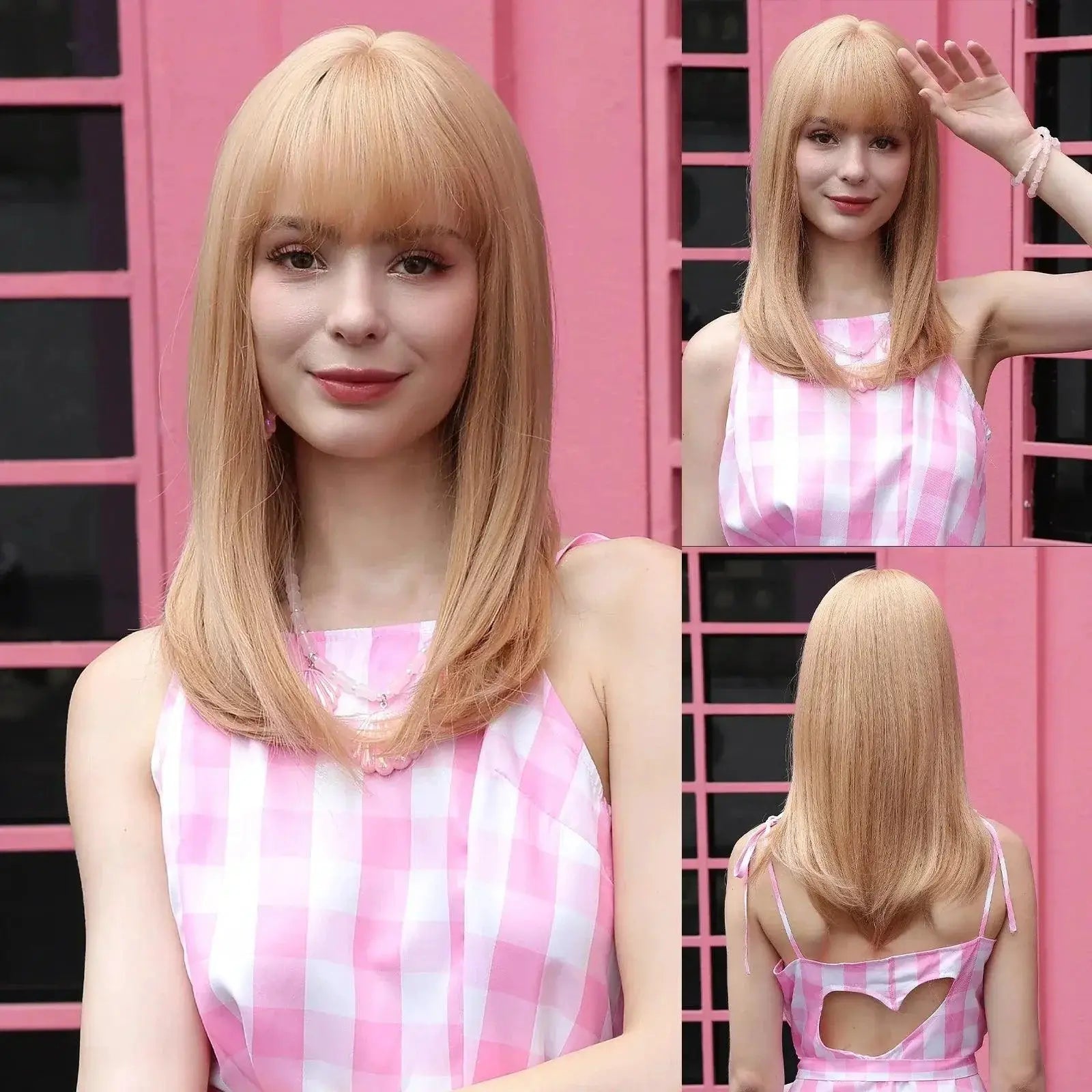 Black Pink Ombre Cosplay Wig Versatile Premium Hairpiece