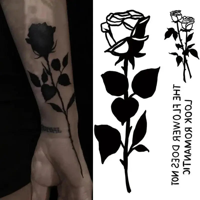 Black Rose Temporary Tattoo Sticker Set for Festivals
