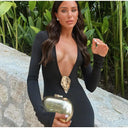 Black V-neck Maxi Dress Stylish Bodycon for Women's Fashion