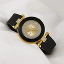 Black White Quartz Watch Elegant Minimalist Design Wristwatch